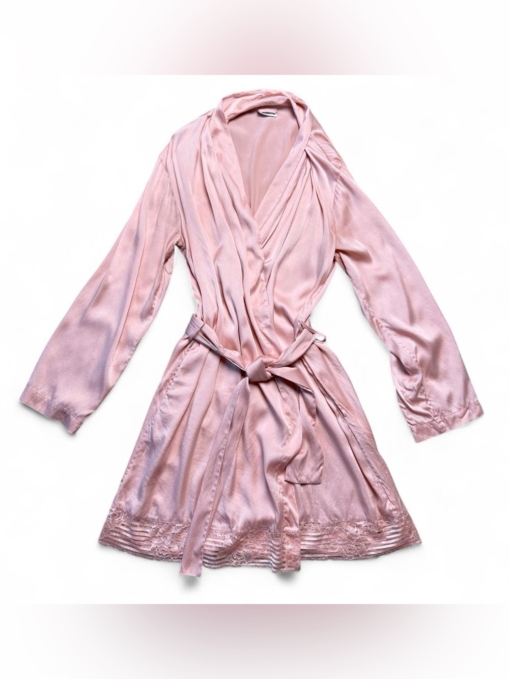 VTG La Perla Malizia Pink Silk Robe Lace Medium